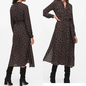 Banana Republic Giraffe Animal Print Button Down Maxi Dress Size 10